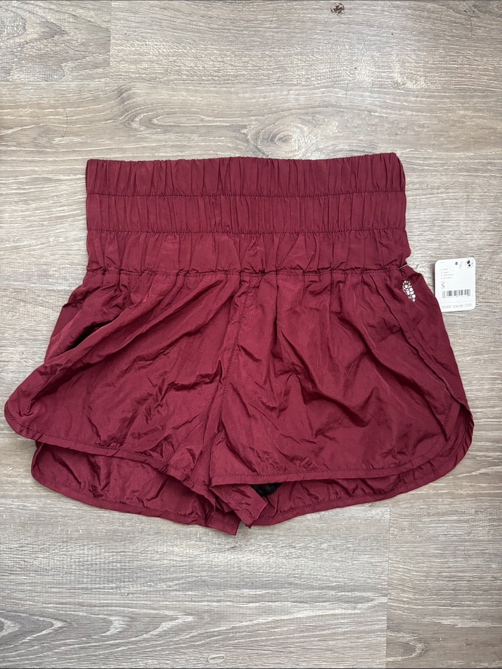 Women's High-Waist Burgundy Athletic Shorts